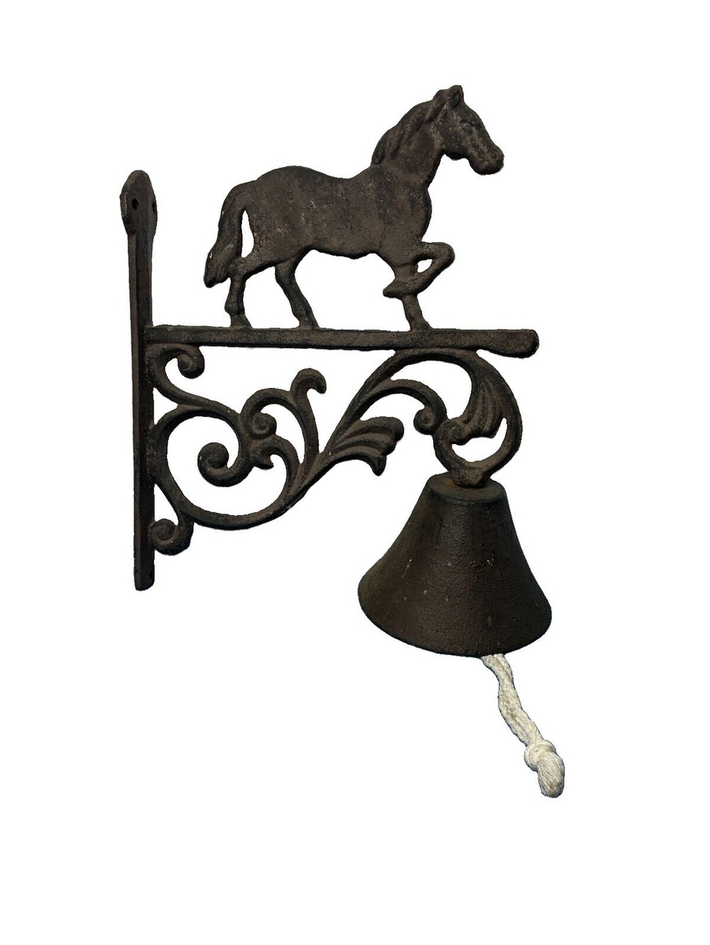 Vintage Cast Iron Horse Floral Wall Mount Dinner Bell Farmhouse Primitive 10X7.5